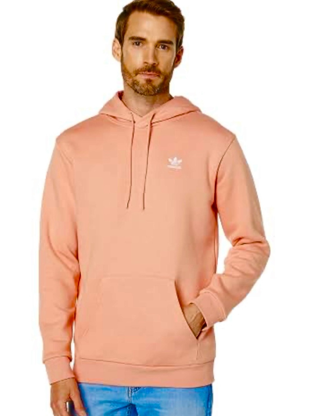 adidas Originals Adicolor Essentials Trefoil Hoodie Peach Ambient Blush - Size L
